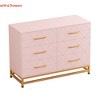 Pink/White/Black Dresser for Bedroom w/ 6 Drawers Wood Chest of Drawers TV Stand Morden Dresser for Closet/ Living Room/ Hallway/ Nursery - 3 of 4