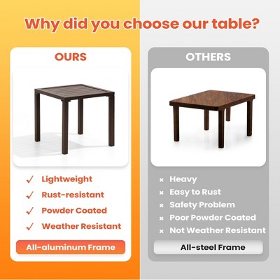 Light Gray Aluminum Square Outdoor Side Table