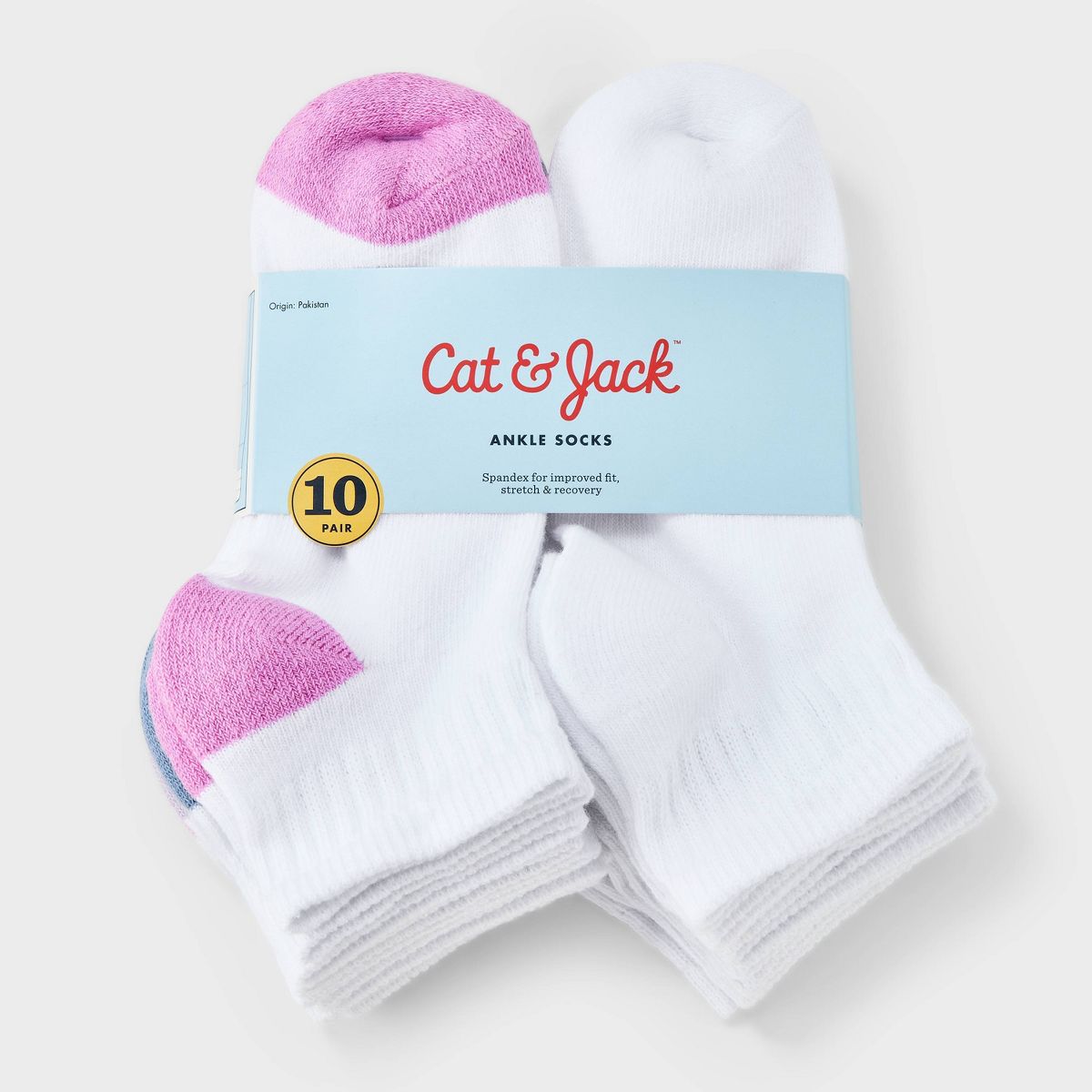 Girls' 10pk Ankle Socks - Cat & Jack™ White - thumbnail 2