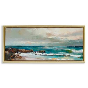 Stupell Industries Rocky Ocean Waves Floating Frame Canvas Art - 1 of 4