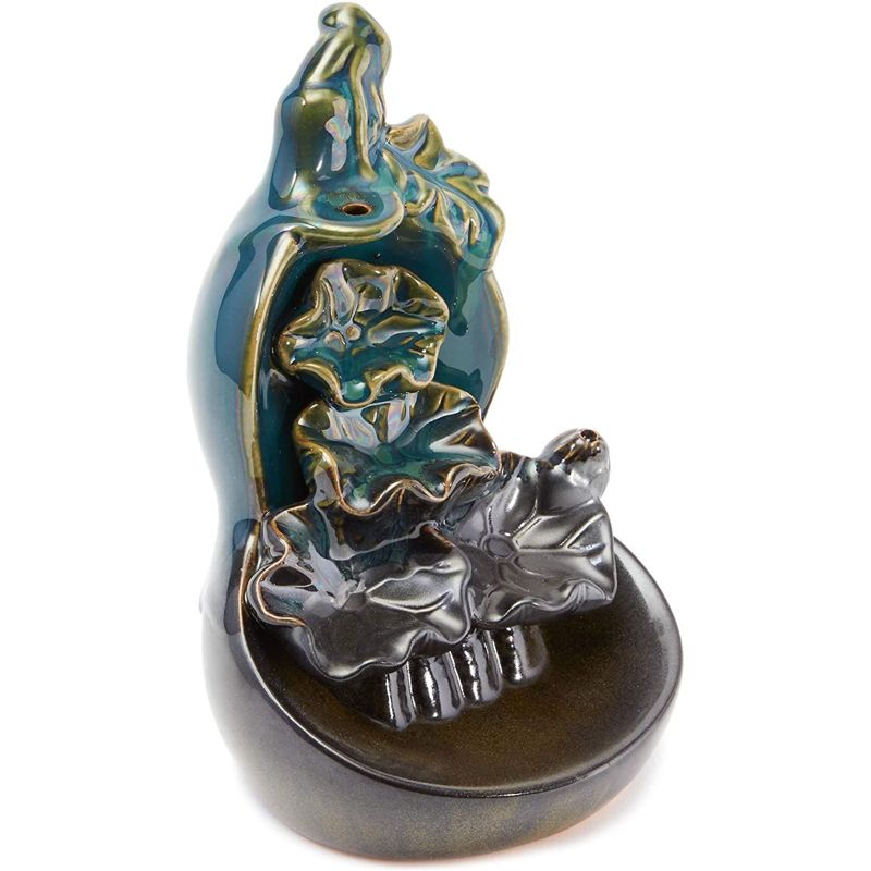 Juvale Ceramic Flower Backflow Waterflow Incense Burner, Holder & Stand with 15 Cones, 1 of 6