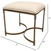 Moti Honeyville Stool with Ivory Fabric Cushion Top and Antique Brass Base - 2 of 4