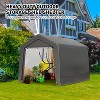 1 Set Metal & PE Waterproof Tarp Storage Shed, Heavy-Duty All-Weather Organizer for Backyard/Patio - Dark Gray - 3 of 4