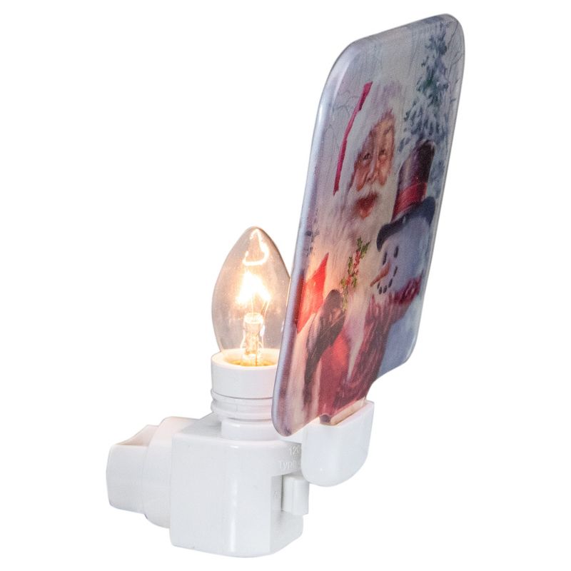 Northlight 4" Red and White Santa and a Snowman Christmas Night Light, 3 of 5