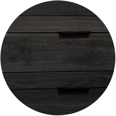 Modern Gray Oak 2-Drawer Nightstand with Sleek Metal Handles