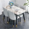 Lyngins 5-Piece Dining Set – White Sintered Stone Dining Table Set with 4 PU Leather Upholstered Dining Chairs for Family Meals, Easy Assembly - 2 of 4