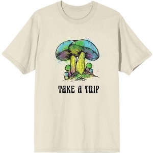 Natural World Take A Trip Mushrooms Men's Natural T-Shirt - 1 of 3