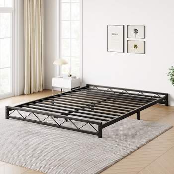 Whizmax 6 Inch Metal Platform Bed Frame with Wavy Pattern, Steel Slat Support, Mattress Foundation and No Box Spring Needed, Easy Assembly, Black