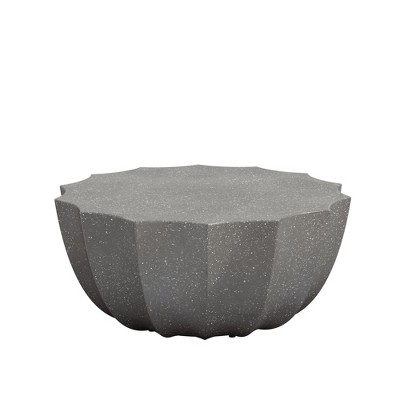 Vynxaria Patio Coffee Tables - 35.43" Grey Modern Outdoor Waterproof Table