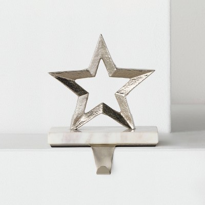 Stocking Holder Silver Marble Star - Wondershop™