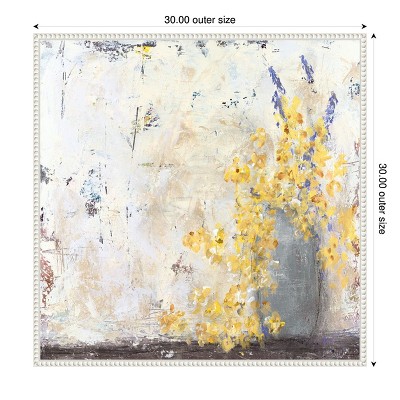 Sylvie Beaded White Framed Abstract Canvas Art Print, 30 x 30 Inches