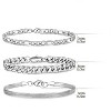 3 Pcs Sterling Silver Bracelets for Men Boys,Charm Bracelet Cuban Link Herringbone Chain Bracelets Set Jewelry Birthday Gifts Ideas - 4 of 4