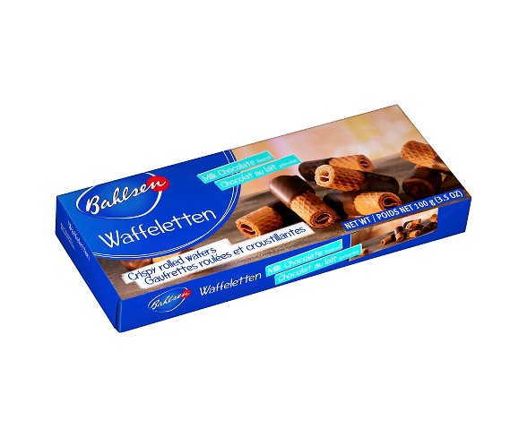 Bahlsen Waffeletten Milk Crispy Rolled Wafers & Milk Chocolate 3.5 oz