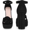 BLISSFUL STEP Women's Flower Square Toe Ankle Strap Chunky Heel Sandals - 3 of 3