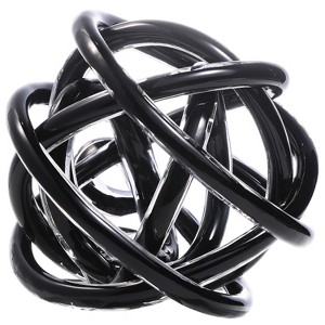 Luxury Lane Hand Blown Black Infinity Knot Sommerso Art Orbit Glass Ball for Home Decor - 1 of 4