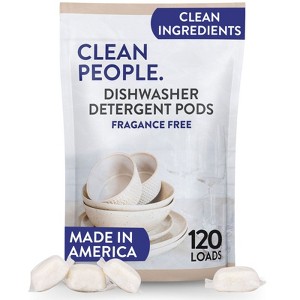 Clean People Dishwasher Detergent Pods - Cuts Grease & Rinses Sparkling Clean - Residue-Free - 1 of 3