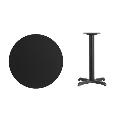 Emma Black Laminate Round Dining Table with Criss Cross Base