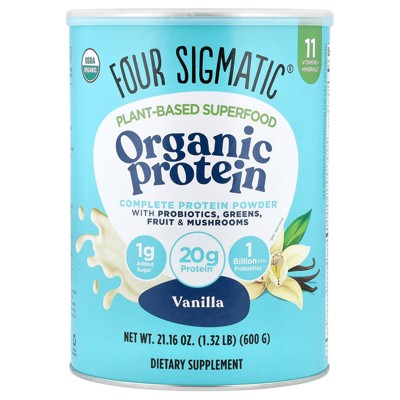 Four Sigmatic Plant-Based Organic Protein , Sweet Vanilla, 1.32 lb (600 g)