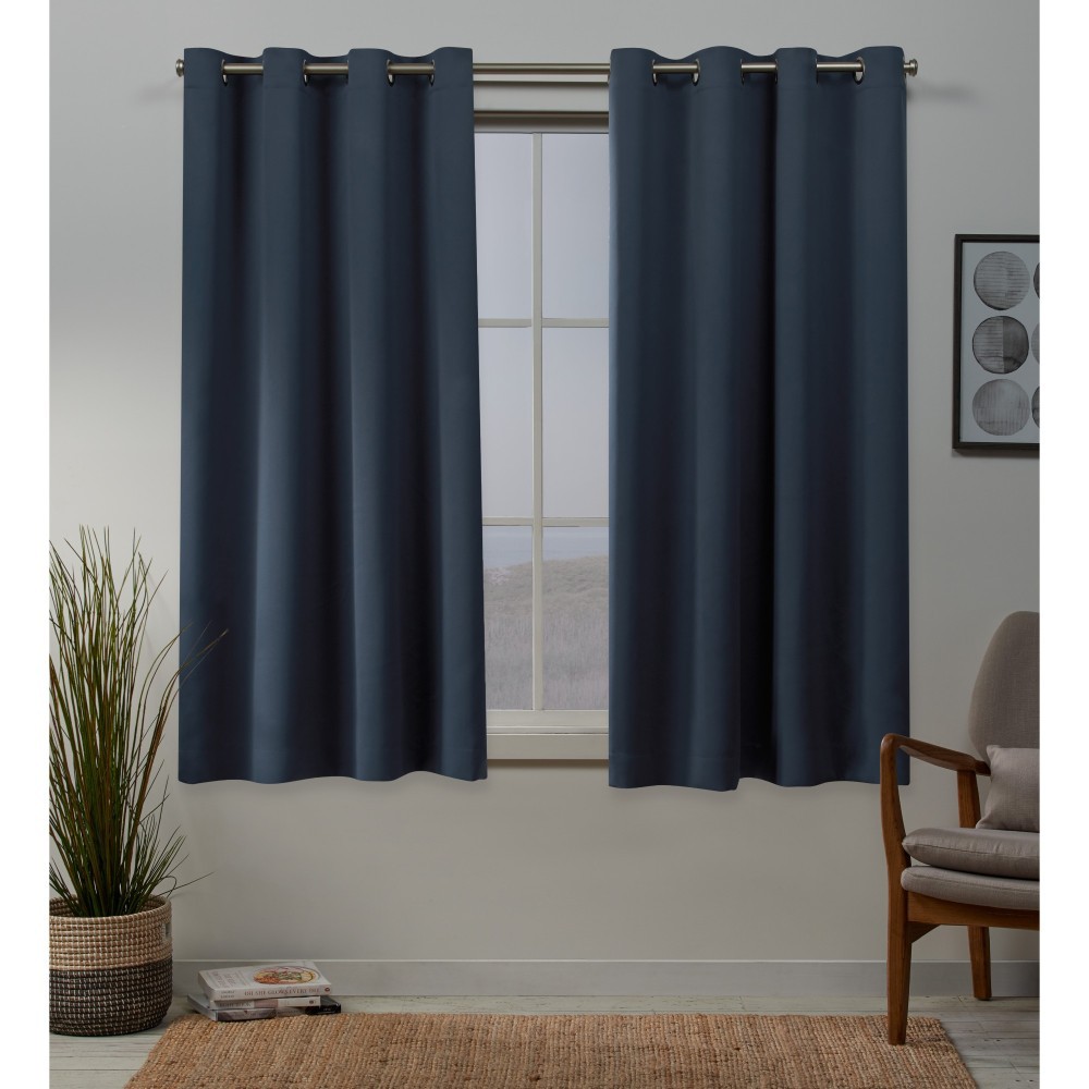 Photos - Curtains & Drapes Set of 2  Sateen Woven Blackout Grommet Top Window Curtain Panel(108"x52")