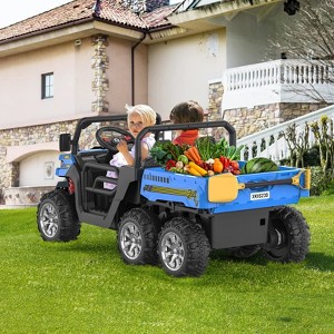 24V 2-Seater Ride On Dump Truck for Kids - 4WD 6-Wheel Electric Car with Parent Remote Control, Bluetooth Music & Dump Bed - 1 of 4