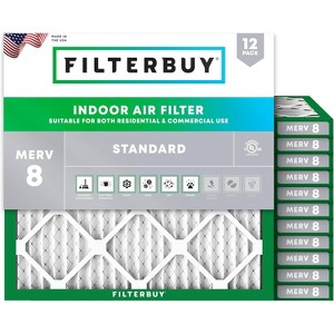 Filterbuy 17x17x1 Air Filter (12-Pack), Pleated MERV 8 Dust Defense Replacement HVAC AC Furnace Filters (Actual Size: 17.00 x 17.00 x 0.75) - 1 of 4