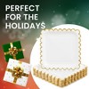 Juvale 48 Pack Square White and Gold Paper Plates with Foil Scalloped Edges for Wedding, Bridal Shower, Birthday, 7 In - 3 of 4