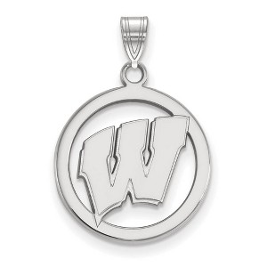 Black Bow Jewelry Sterling Silver Wisconsin Badgers NCAA Small Pendant - 1 of 3