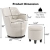 Alilang 27.16 inches Modern Swivel Accent Chair with Matching Upholstered Ottoman-White - 4 of 4