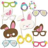 Big Dot of Happiness Hippity Hoppity Glasses & Masks - Paper Card Stock Easter Bunny Party Photo Booth Props Kit - 10 Count