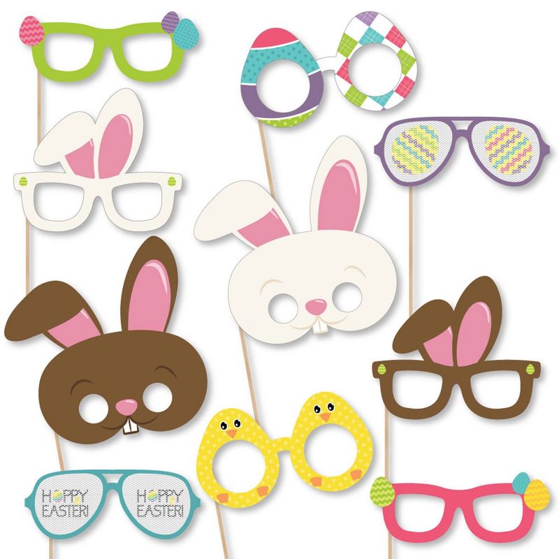 Big Dot of Happiness Hippity Hoppity Glasses & Masks - Paper Card Stock Easter Bunny Party Photo Booth Props Kit - 10 Count, 1 of 6