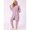 INSPIRE CHIC Women's Flannel Winter Button Up Long Hoodies with Pockets Matching Long Pants Pajama Sets  2 Pcs - 2 of 4
