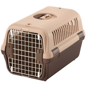 Richell Pet Travel Carrier Size Medium in Brown, Travel Carrier or Crate for Dogs and Cats up to 17.6 lbs - 1 of 4