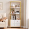 Gold Bookshelf with Drawers Modern Bookcase Storage Rack Shelf Tall Standing Bookshelves Metal Frame Large Display Racks - 3 of 4