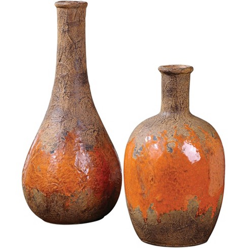 Uttermost Kadam Rust 2-Piece Orange Ceramic Vase Set - image 1 of 1