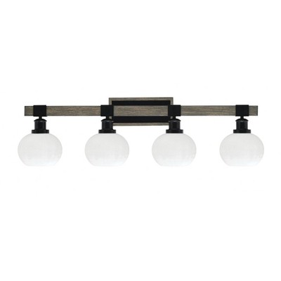 Toltec Lighting Tacoma 4 - Light Vanity in  Black/Painted Wood with 7" White Muslin Shade