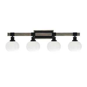 Toltec Lighting Tacoma 4 - Light Vanity in  Black/Painted Wood with 7" White Muslin Shade - 1 of 1