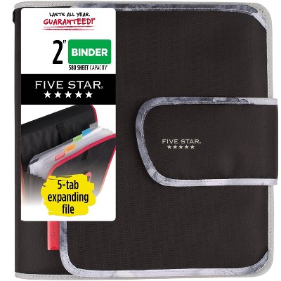 Photo 1 of 2" Quick Tab Sewn Zipper Binder Black/Gray - Five Star, 2 PACK