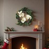 FONTOI 22 Inch Wall Winter Wreath Magnolia Fall Wreaths for Front Door, Farmhouse Wreath, Greenery Garland, Holiday Decor, Green, 22"* 22"*6" - 4 of 4