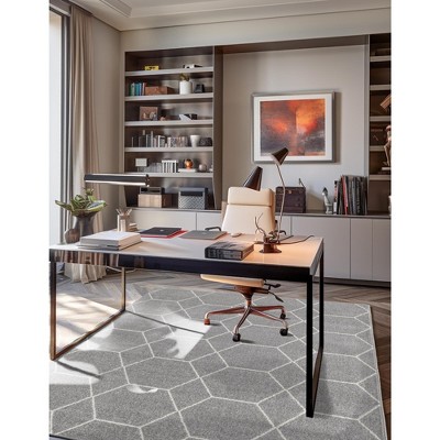 Light Gray and Ivory Trellis Synthetic 10x13 Rug