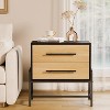Modern Nightstand with Drawers – Light Wood Side Table with Metal Legs for Bedroom & Living Room - 3 of 4