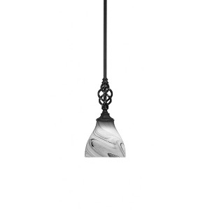 Toltec Lighting Elegante 1 - Light Pendant in  Matte Black with 6.25" Onyx Swirl Shade - 1 of 1