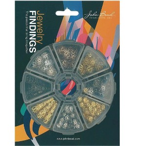 John Bead 1020pcs 8 Slots Round Jewelry Findings Kit Bead Caps Assortment Set - 1 of 2