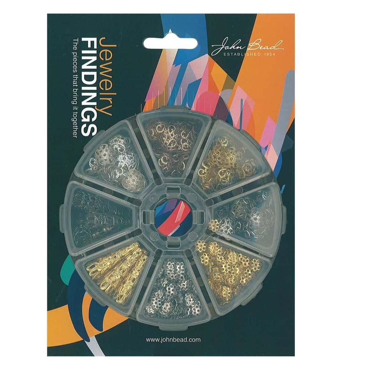 John Bead 1020pcs 8 Slots Round Jewelry Findings Kit Bead Caps Assortment Set