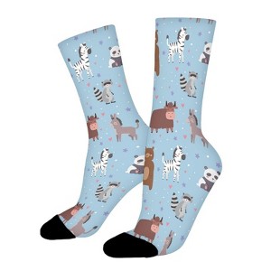 Animals Cartoon Wildlife Nature Pattern Women Printed Crew Socks Funny Funky Socks Soft Polyester Novelty Gifts for Artists Men - 1 of 1