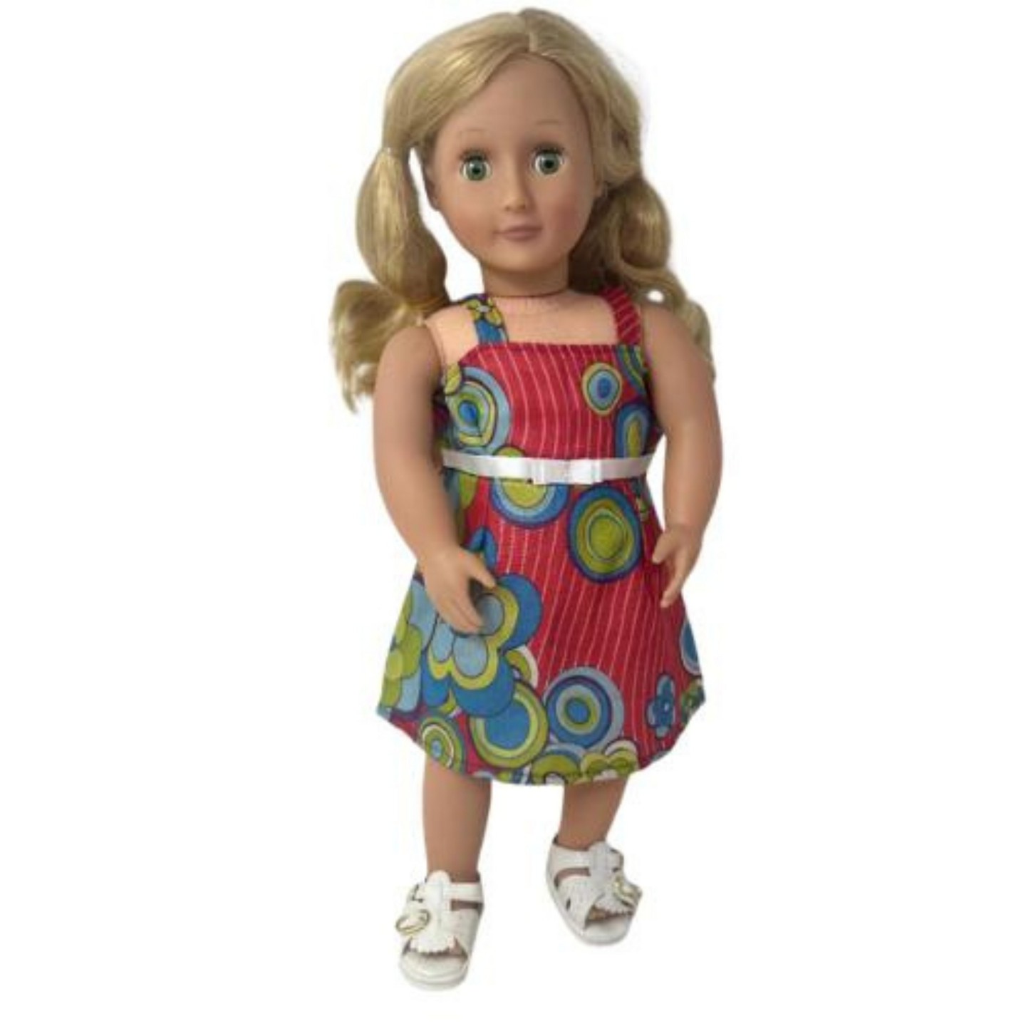 Детские куклы Doll Clothes Superstore Matching Girl Size 8 & 18 Inch Doll Sundress Set – Red Floral Dress with White Bow, цвет: Красный — фото 3
