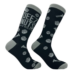 Crazy Dog Men's Deez Nuts and Bolts Socks Funny Sarcastic Hardware Graphic Novelty Footwear for Men - 1 of 4