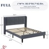 Full/King/Queen Size Bed Frame Luxurious Velvet Upholstery Platform Bed w/Wingback Headboard, Wooden Slat Support No Box Spring Need - 2 of 4