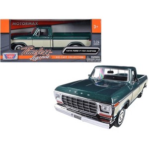 1979 Ford F-150 Pickup Truck Green Metallic and Cream 1/24 Diecast Model Car by Motormax - 1 of 3