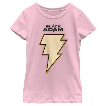 Girl's Black Adam Yellow Lightning Bolt T-Shirt