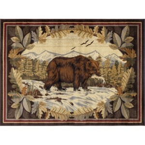LunaLulinlk Nature's Nest Bear Multi 5 ft. 3 in. x 7 ft. 3 in. Lodge Area Rug - 1 of 4